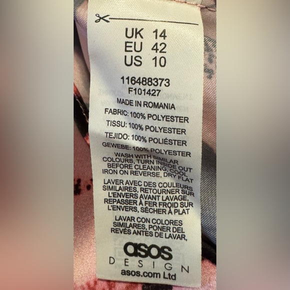 Asos Pink Butterfly Cord Tie Front Ruched Midi Skirt Size 10 Satin Side Zip - Picture 4 of 8